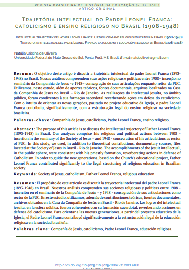 Trajetória intelectual do Padre Leonel Franca: catolicismo e ensino religioso no Brasil (1908-1948)