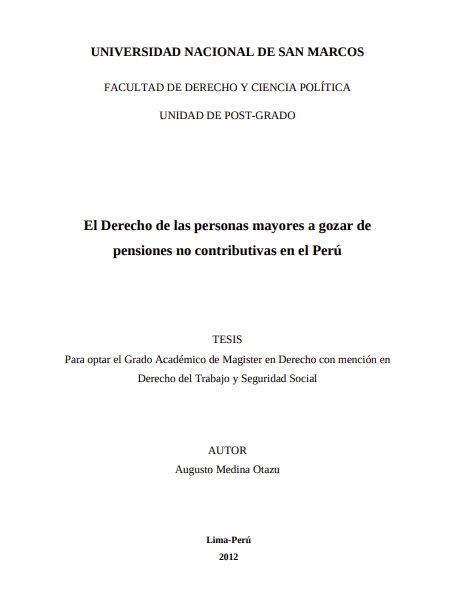 El Derecho de las personas mayores a gozar de pensiones no contributivas en el Perú