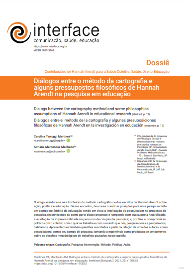 Diálogos entre o método da cartografia e alguns pressupostos filosóficos de Hannah Arendt na pesquisa em educação