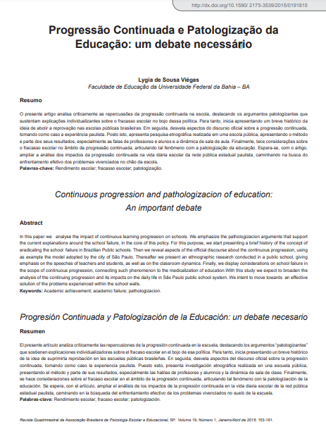 Progressão Continuada e Patologização da Educação: um debate necessário