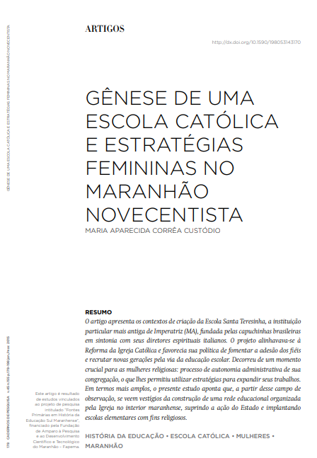 Gênese de uma escola católica e estratégias femininas no Maranhão novecentista