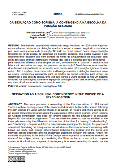 DA SEXUAÇÃO COMO SOFISMA: A CONTINGÊNCIA NA ESCOLHA DA POSIÇÃO SEXUADA