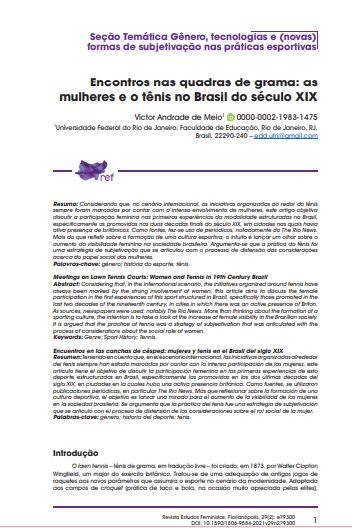 Encontros nas quadras de grama: as mulheres e o tênis no Brasil do século XIX