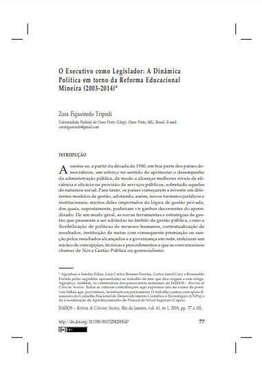 O Executivo como Legislador: A Dinâmica Política em torno da Reforma Educacional Mineira (2003-2014)