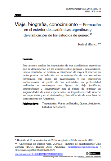 Viaje, biografía, conocimiento – Formación en el exterior de académicas argentinas y diversificación de los estudios de género