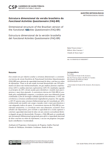 Estrutura dimensional da versão brasileira do Functional Activities Questionnaire (FAQ-BR)