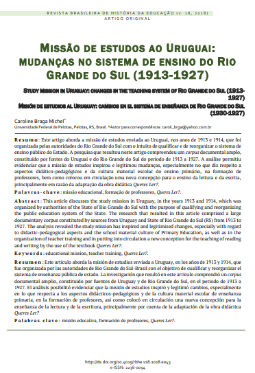 Missão de estudos ao Uruguai: mudanças no sistema de ensino do Rio Grande do Sul (1913-1927)