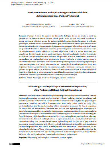 Direitos Humanos e Avaliação Psicológica: Indissociabilidade do Compromisso Ético-Político Profissional