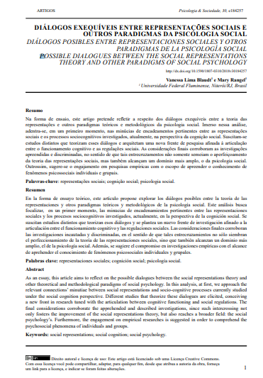 DIÁLOGOS EXEQUÍVEIS ENTRE REPRESENTAÇÕES SOCIAIS E OUTROS PARADIGMAS DA PSICOLOGIA SOCIAL