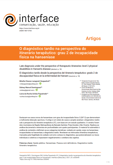 O diagnóstico tardio na perspectiva do itinerário terapêutico: grau 2 de incapacidade física na hanseníase