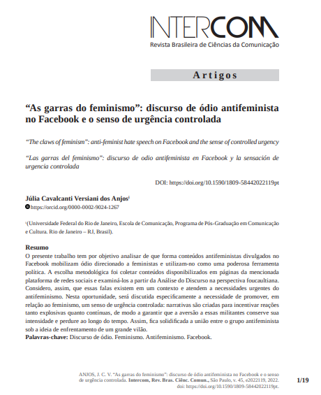 “As garras do feminismo”: discurso de ódio antifeminista no Facebook e o senso de urgência controlada