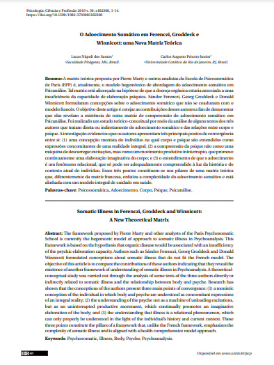 O Adoecimento Somático em Ferenczi, Groddeck e Winnicott: uma Nova Matriz Teórica