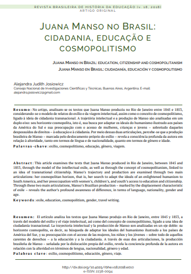Juana Manso no Brasil:cidadania, educação e cosmopolitismo
