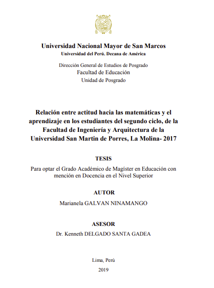 Relación entre actitud hacia las matemáticas y el aprendizaje en los estudiantes del segundo ciclo