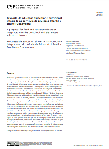 Proposta de educação alimentar e nutricional integrada ao currículo de Educação Infantil e Ensino Fundamental