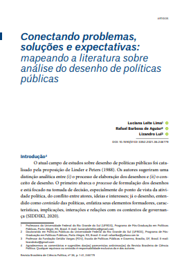 Conectando problemas, soluções e expectativas: mapeando a literatura sobre análise do desenho de políticas públicas4bl,., mp9v889