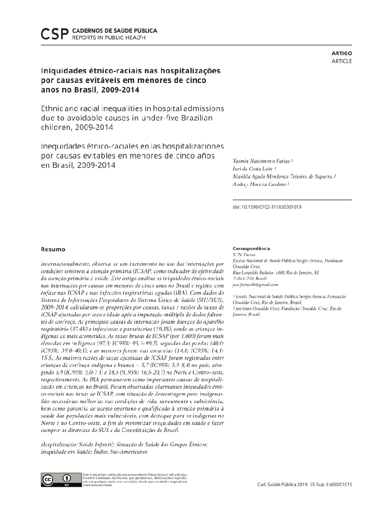Iniquidades étnico-raciais nas hospitalizações por causas evitáveis em menores de cinco anos no Brasil, 2009-2014