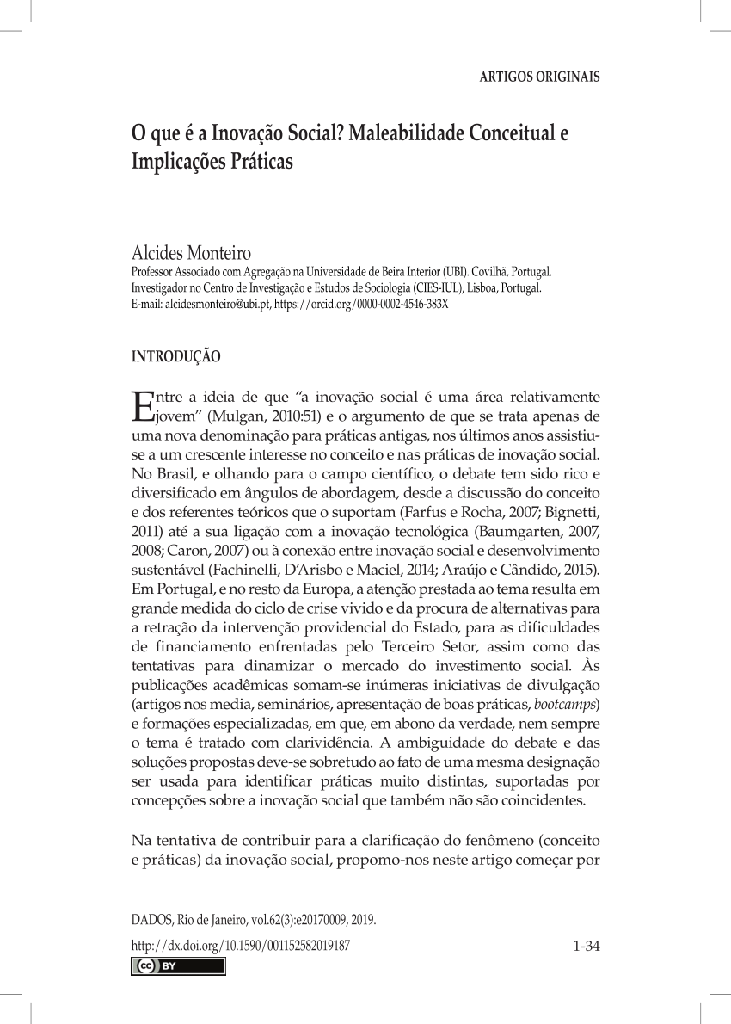 O que é a Inovação Social? Maleabilidade Conceitual e Implicações Práticas