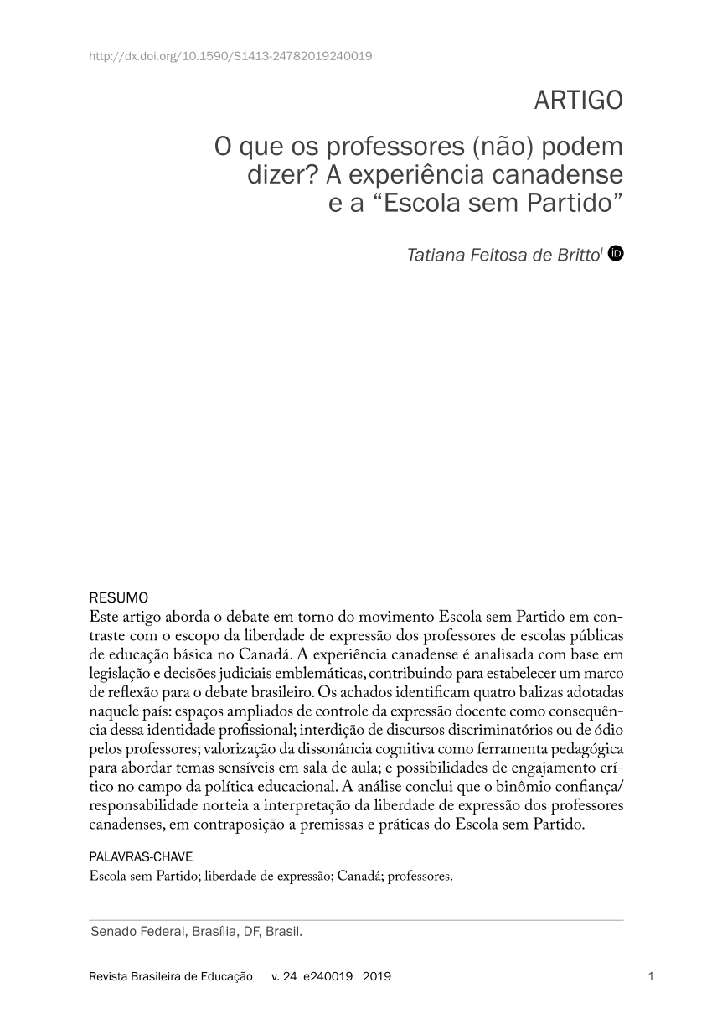 O que os professores (não) podem dizer? A experiência canadense e a “Escola sem Partido”