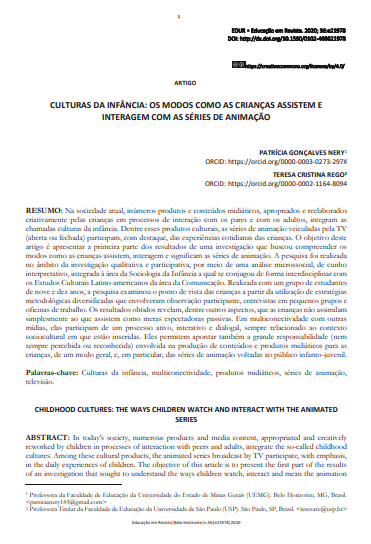 CULTURAS DA INFÂNCIA: OS MODOS COMO AS CRIANÇAS ASSISTEM E INTERAGEM COM AS SÉRIES DE ANIMAÇÃO