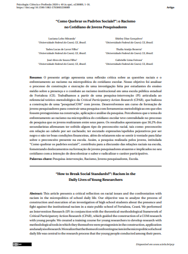 “Como Quebrar os Padrões Sociais?”: o Racismo no Cotidiano de Jovens Pesquisadores