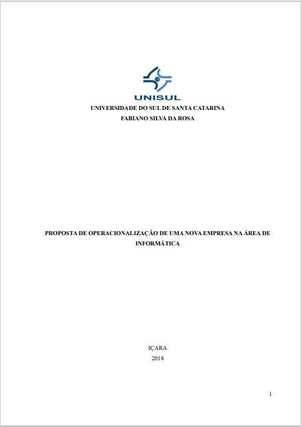 Proposta de operacionalização de uma nova empresa na área de informática