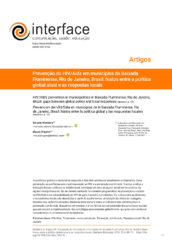 Prevenção do HIV/Aids em municípios da Baixada Fluminense, Rio de Janeiro, Brasil: hiatos entre a política global atual e as respostas locais