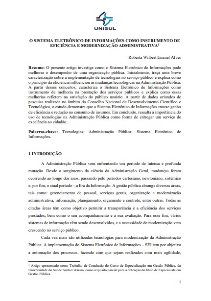O sistema eletrônico de informações como instrumento de eficiência e modernização administrativa