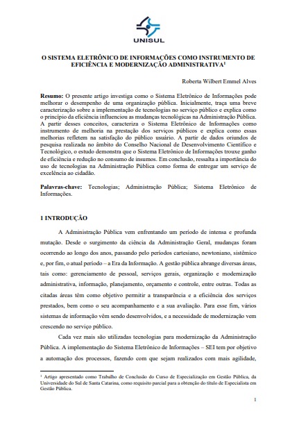 O sistema eletrônico de informações como instrumento de eficiência e modernização administrativa