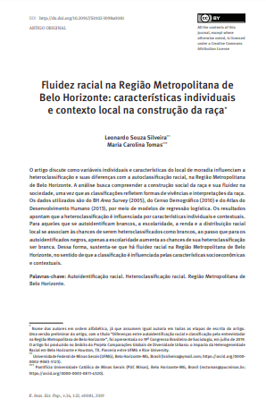 Fluidez racial na Região Metropolitana de Belo Horizonte: características individuais e contexto local na construção da raça