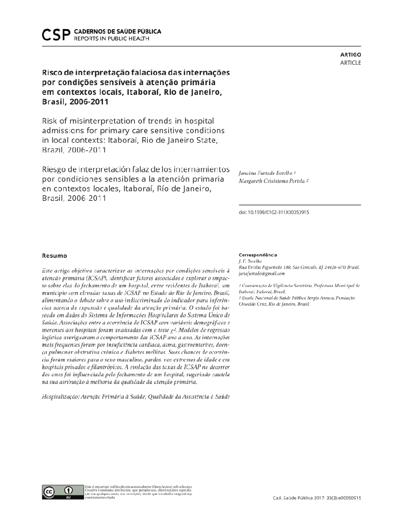 Risco de interpretação falaciosa das internações por condições sensíveis à atenção primária em contextos locais, Itaboraí, Rio de Janeiro, Brasil, 2006-2011