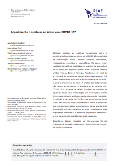 Hospital care for elderly COVID-19 patients
