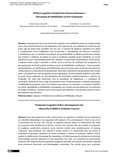 Política Cognitiva Produtivista: Desenvolvimento e Hierarquia de Habilidades na Pós-Graduação