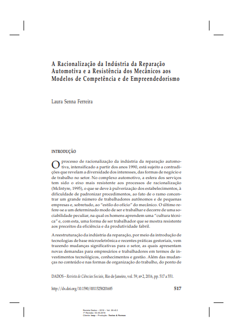 A Racionalização da Indústria da Reparação Automotiva e a Resistência dos Mecânicos aos Modelos de Competência e de Empreendedorismo