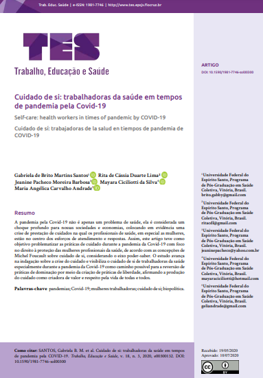 Cuidado de si: trabalhadoras da saúde em tempos de pandemia pela Covid-19