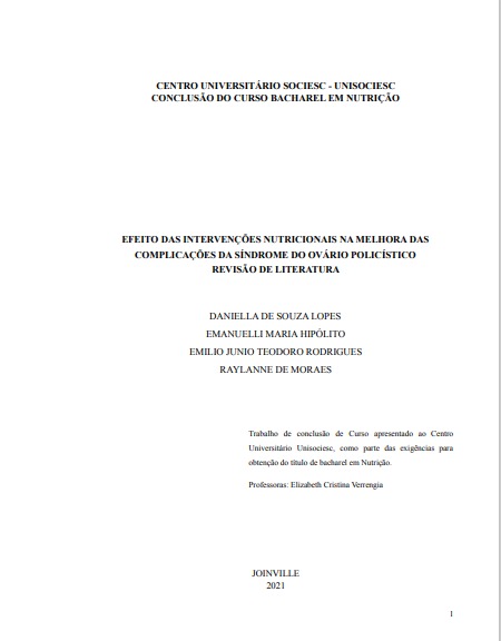 Efeito das intervenções nutricionais na melhora das complicações da síndrome do ovário policístico revisão de literatura