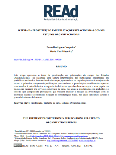 O TEMA DA PROSTITUIÇÃO EM PUBLICAÇÕES RELACIONADAS COM OS ESTUDOS ORGANIZACIONAIS