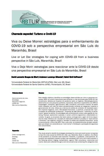 Viva ou Deixe Morrer: estratégias para o enfrentamento da COVID-19 sob a perspectiva empresarial em São Luís do Maranhão, Brasil.