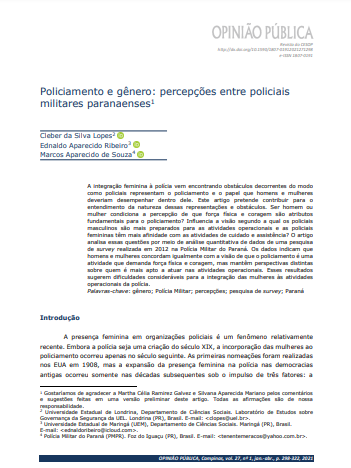 Policiamento e gênero: percepções entre policiais militares paranaenses