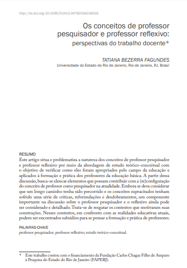 Los conceptos de profesor pesquisador y profesor reflexivo: perspectivas del trabajo docente