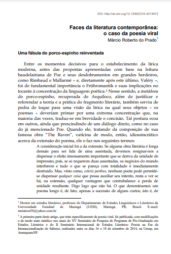 Faces da literatura contemporânea: o caso da poesia viral