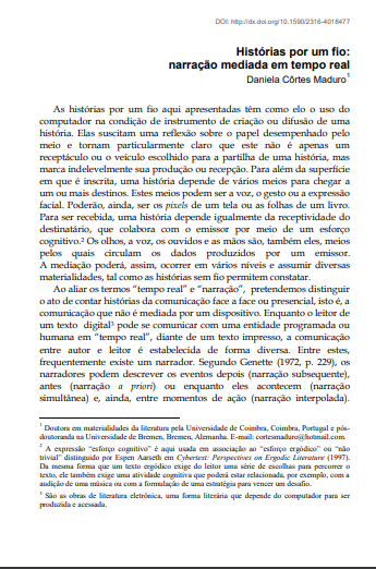Histórias por um fio: narração mediada em tempo real