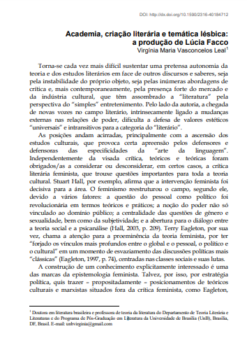 Academia, creación literaria y temática lésbica: una producción de Lúcia Facco
