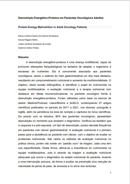 Desnutrição Energético-Proteica em Pacientes Oncológicos Adultos