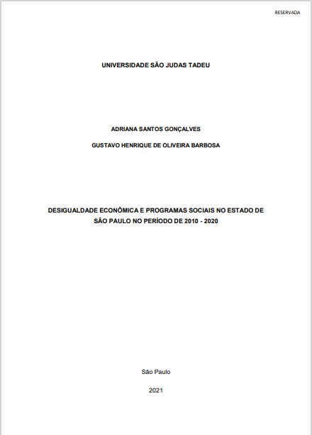 Desigualdade econômica e programas sociais no Estado de São Paulo no período de 2010-2020
