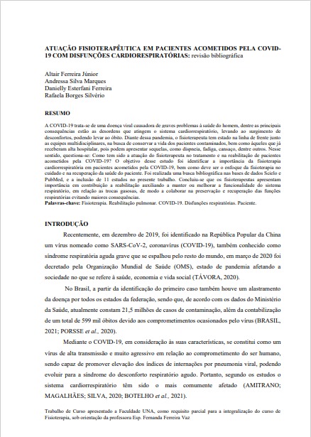 Atuação fisioterapêutica em pacientes acometidos pela covid-19 com disfunções cardiorespiratórias: revisão bibliográfica