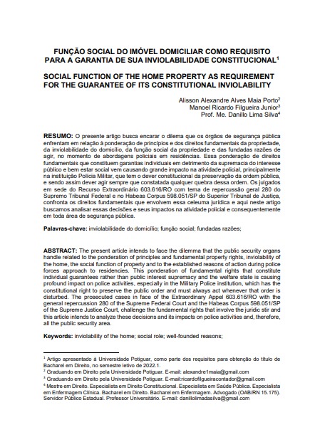 Função social do imóvel domiciliar como requisito para a garantia de sua inviolabilidade constitucional