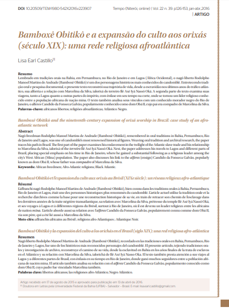 Bamboxê Obitikô e a expansão do culto aos orixás (século XIX): uma rede religiosa afroatlântica