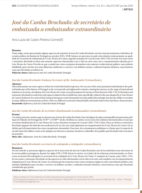 José da Cunha Brochado: de secretário de embaixada a embaixador extraordinário