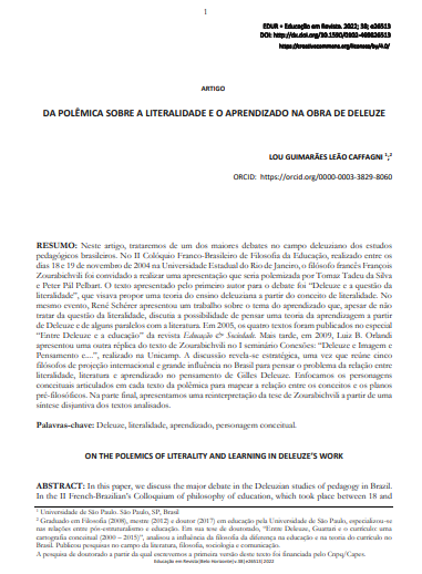 DA POLÊMICA SOBRE A LITERALIDADE E O APRENDIZADO NA OBRA DE DELEUZE